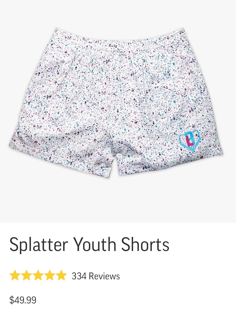 Baseball 101 youth small splatter shorts - Picture 5 of 6